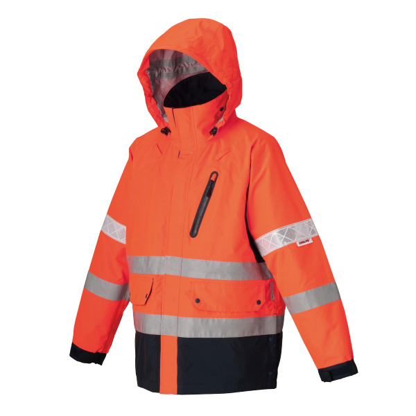 AZ LITE 10107 高視認性防護服 レインジャケット 蛍光オレンジレッド
